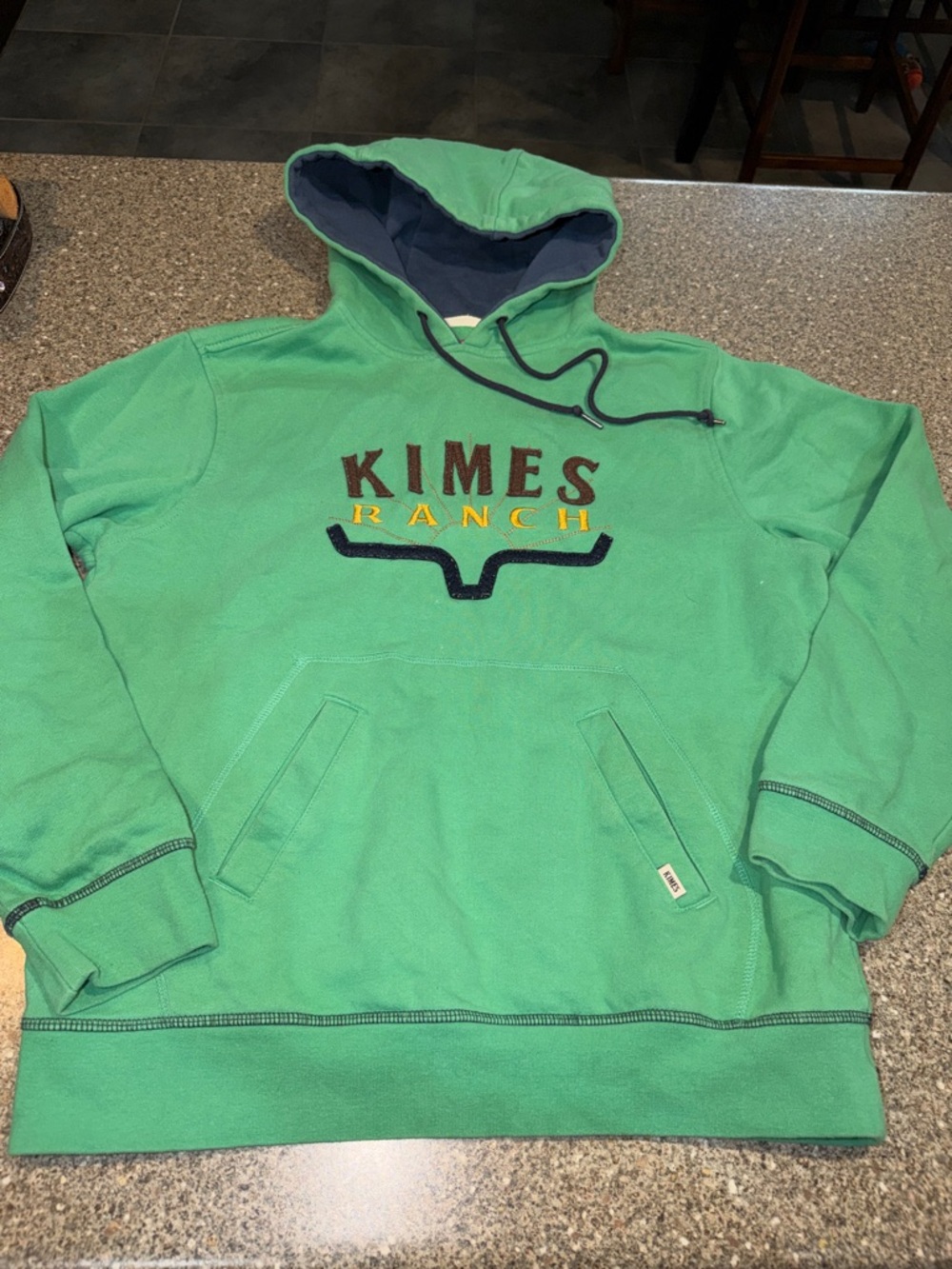 Kimes Ranch Green Hoodie with Navy Lining
